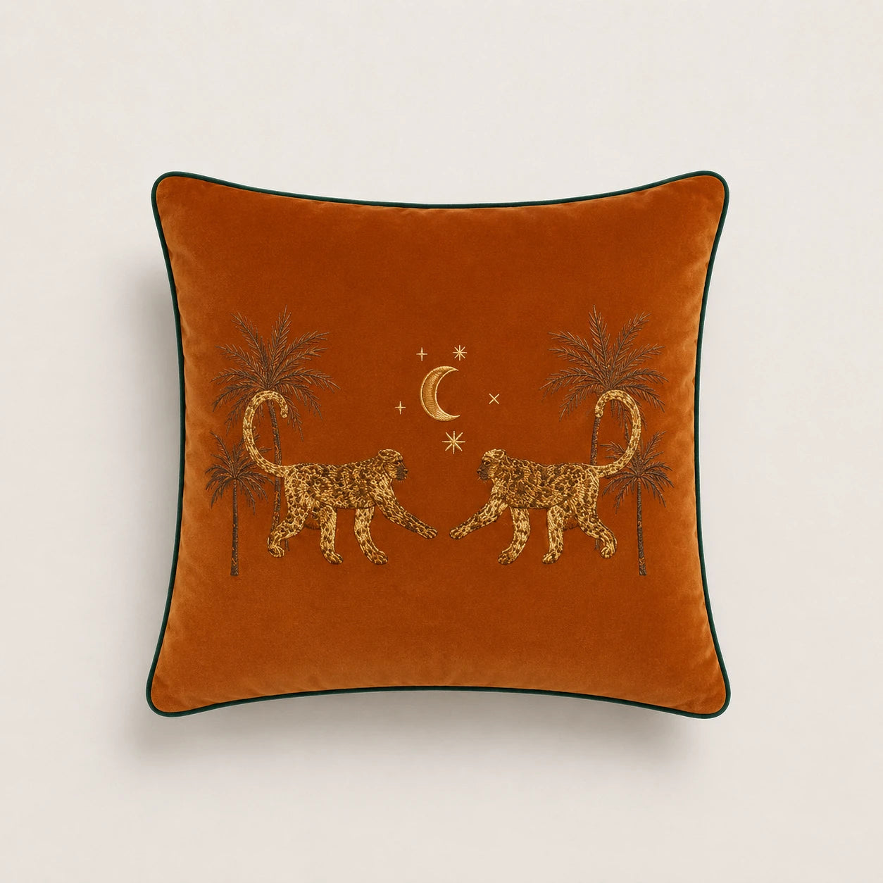Seroise Monkey Palm Cushion - Fluweel Sierkussen met Apen