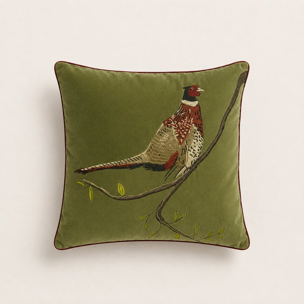 Seroise Velvet Pheasant Cushion - Fluweel Sierkussen met Fazant