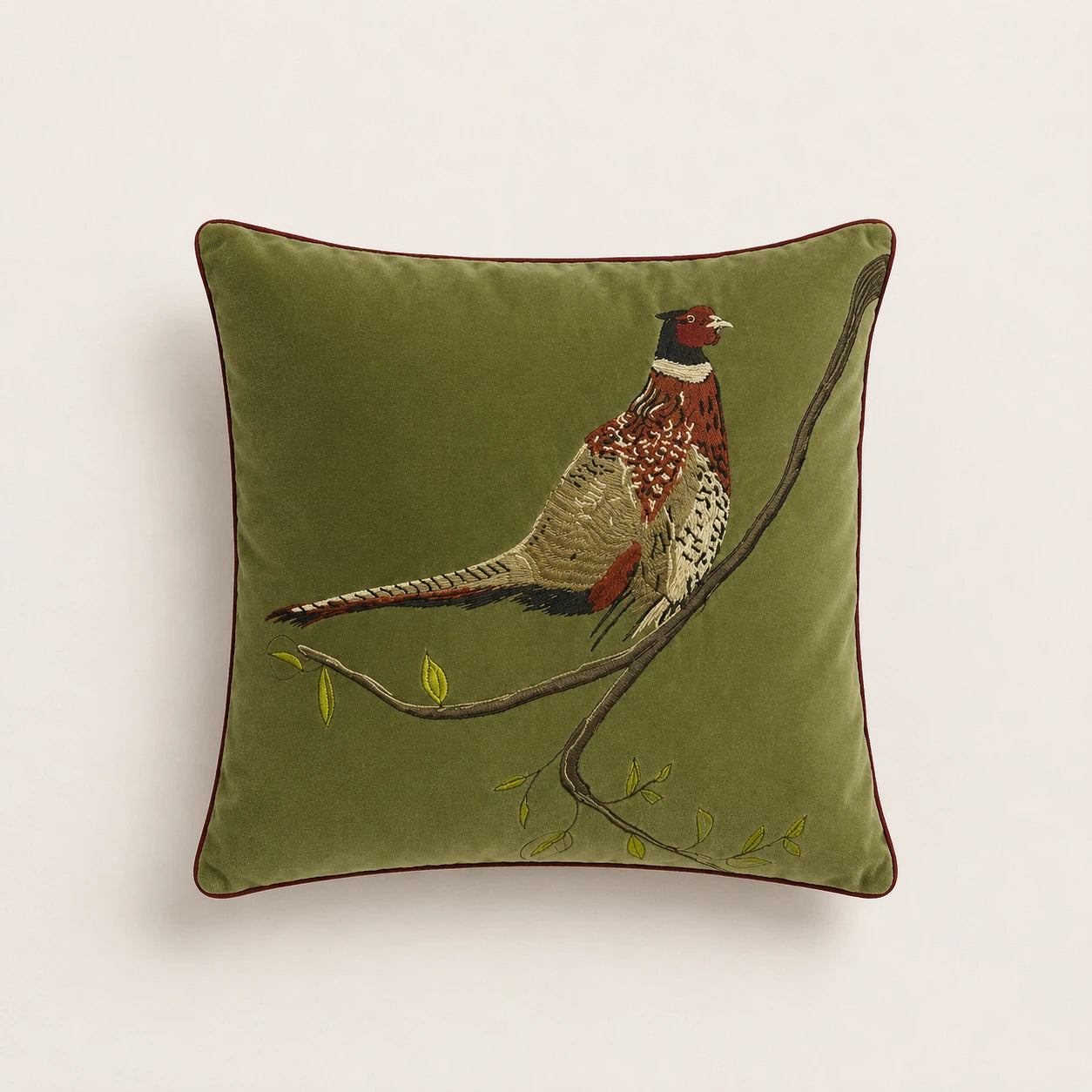Seroise Velvet Pheasant Cushion - Fluweel Sierkussen met Fazant