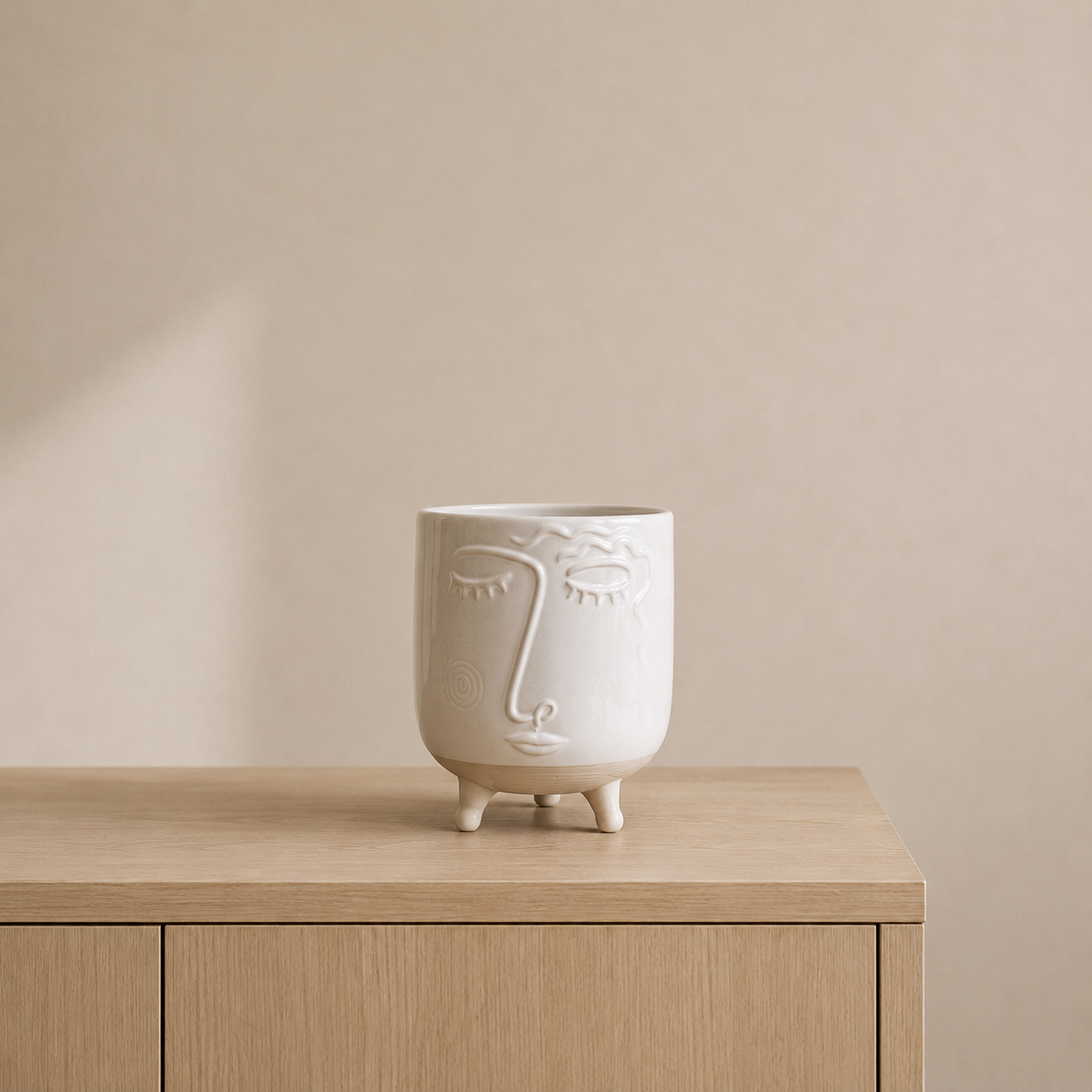 Seroise Abstract Face Planter - Vaas Gezicht Porselein Wit