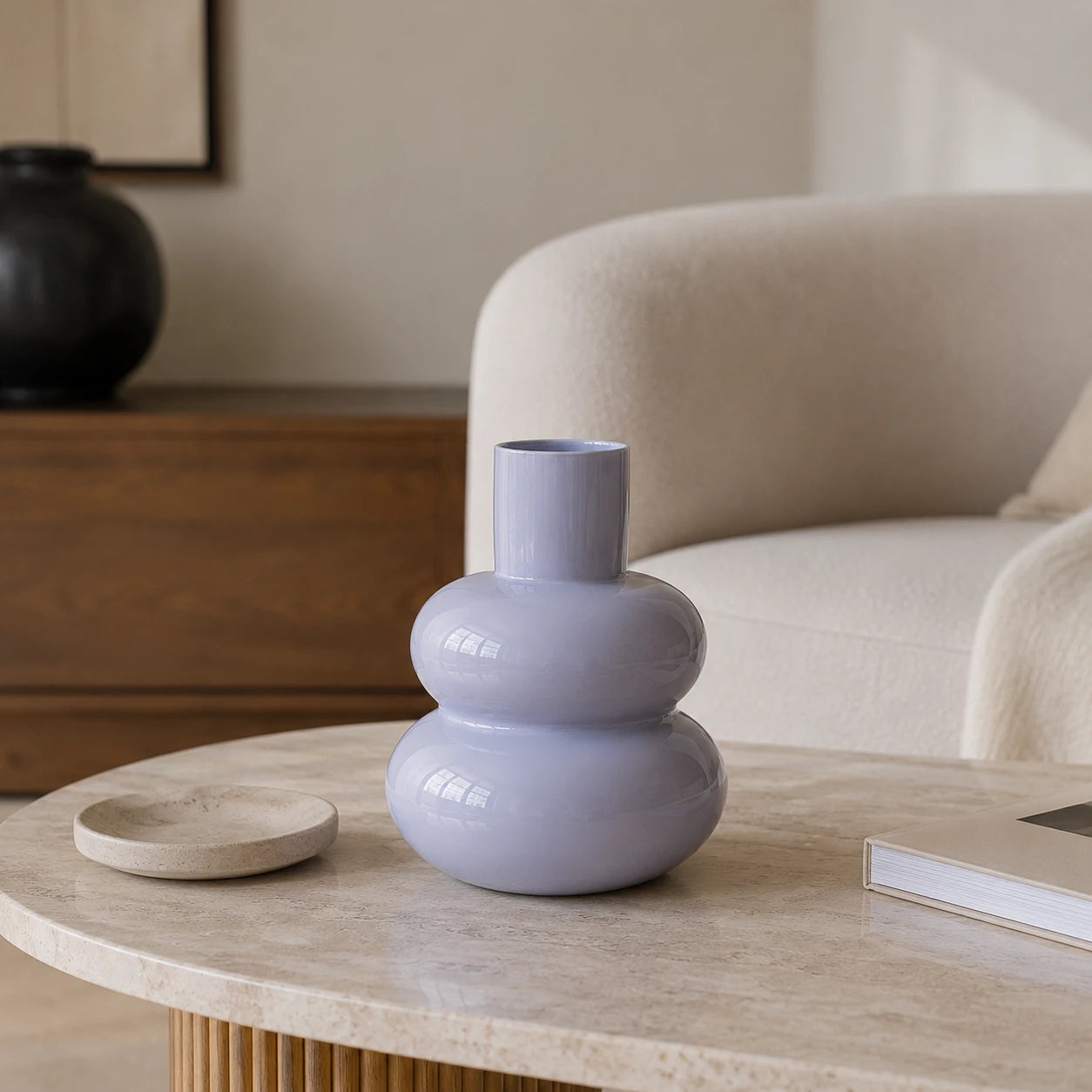 Seroise Bubble Sky Vase - Glazen Vaas Lichtblauw H35