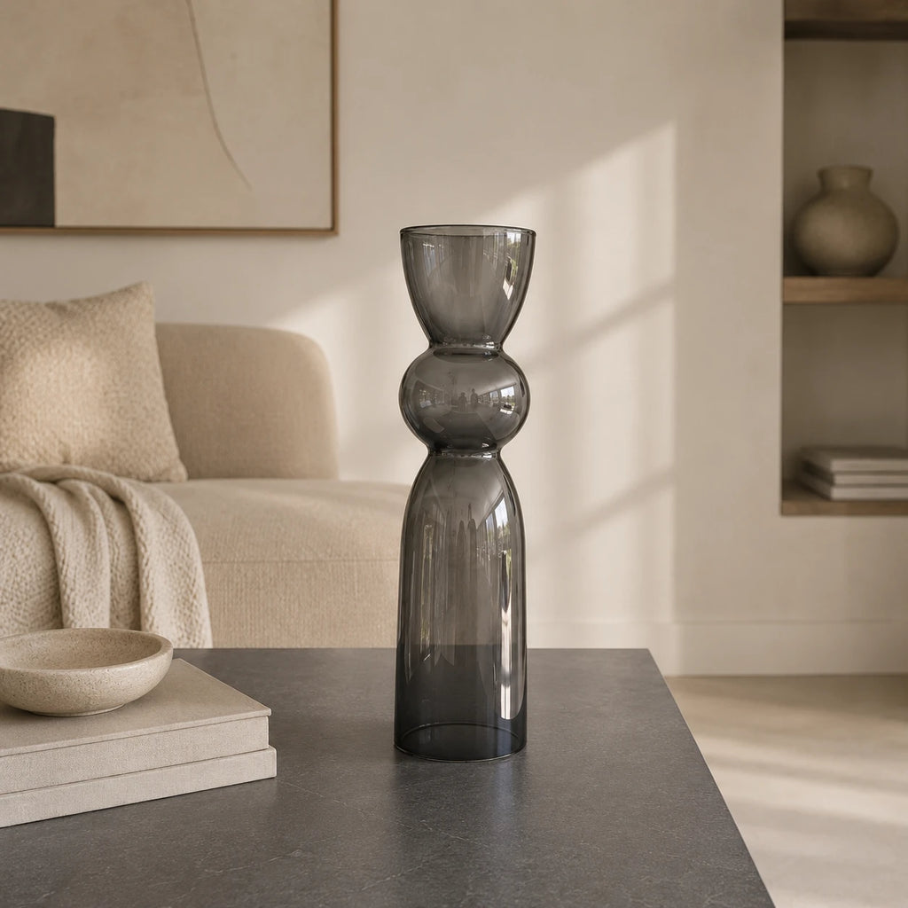 Seroise Smoke Vase - Glazen Design Vaas Gerookt Glas H52