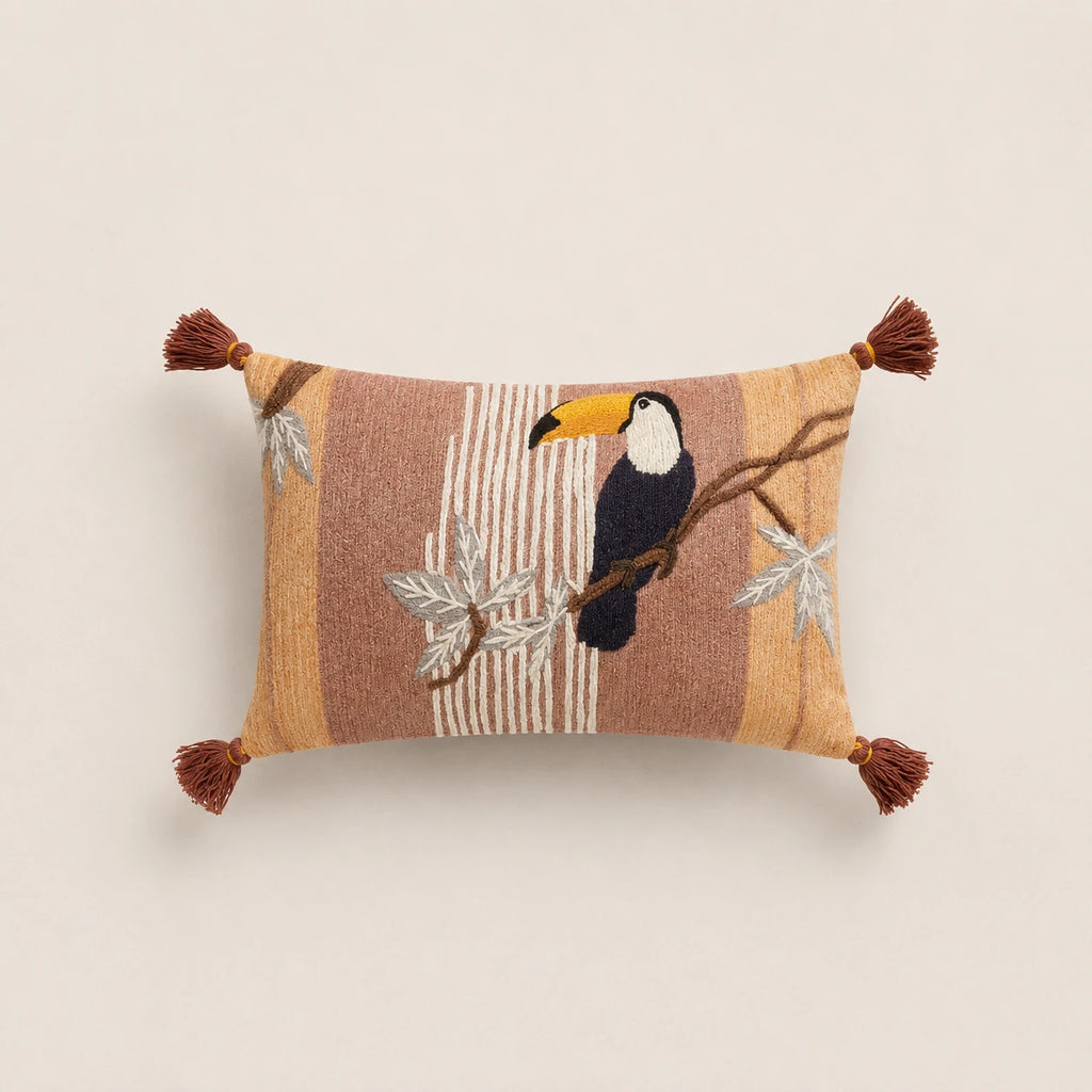 Seroise Tropical Toucan Cushion - Sierkussen met Kwastjes