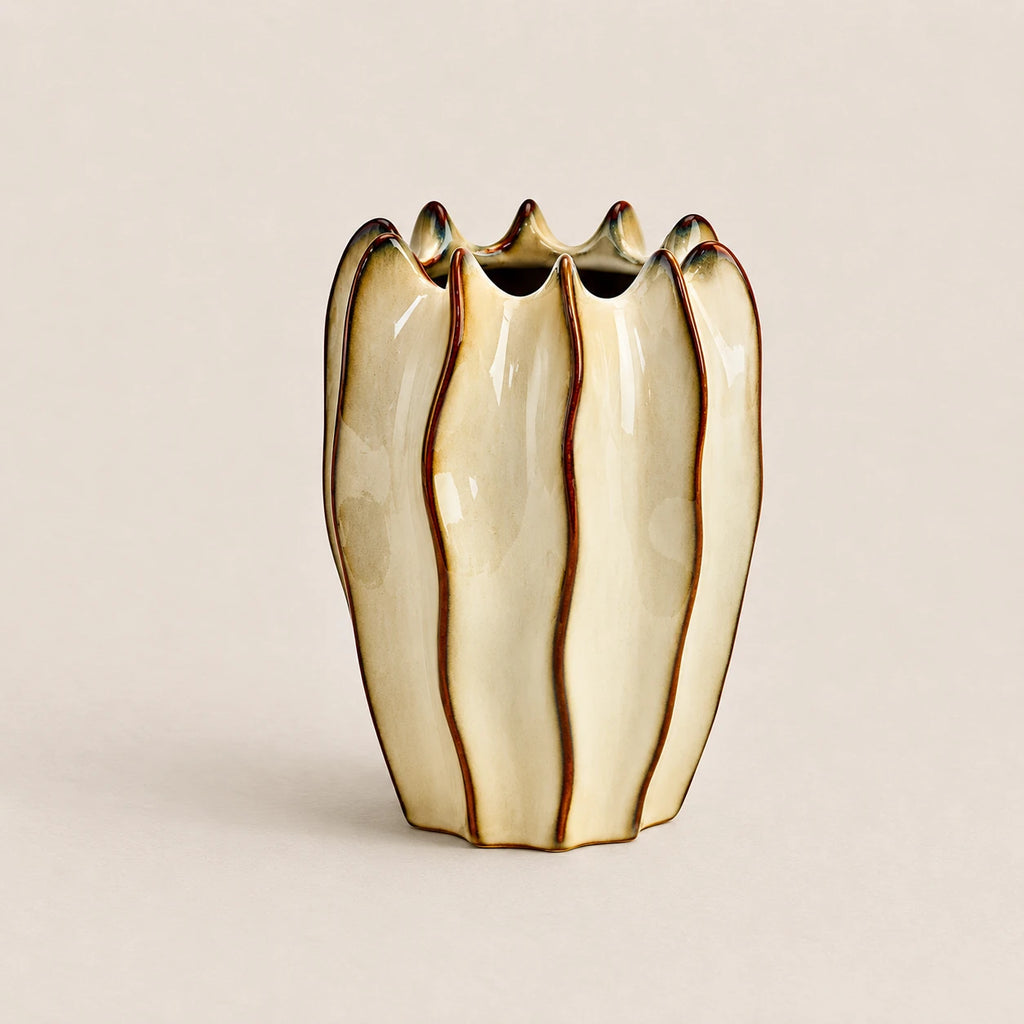 Seroise Ripple Form Vase - Keramieken Design Vaas Crème