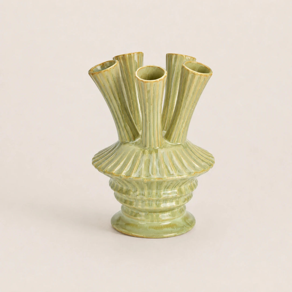 Seroise Sculptural Bloom Vase - Keramieken Design Vaas Crèmegroen