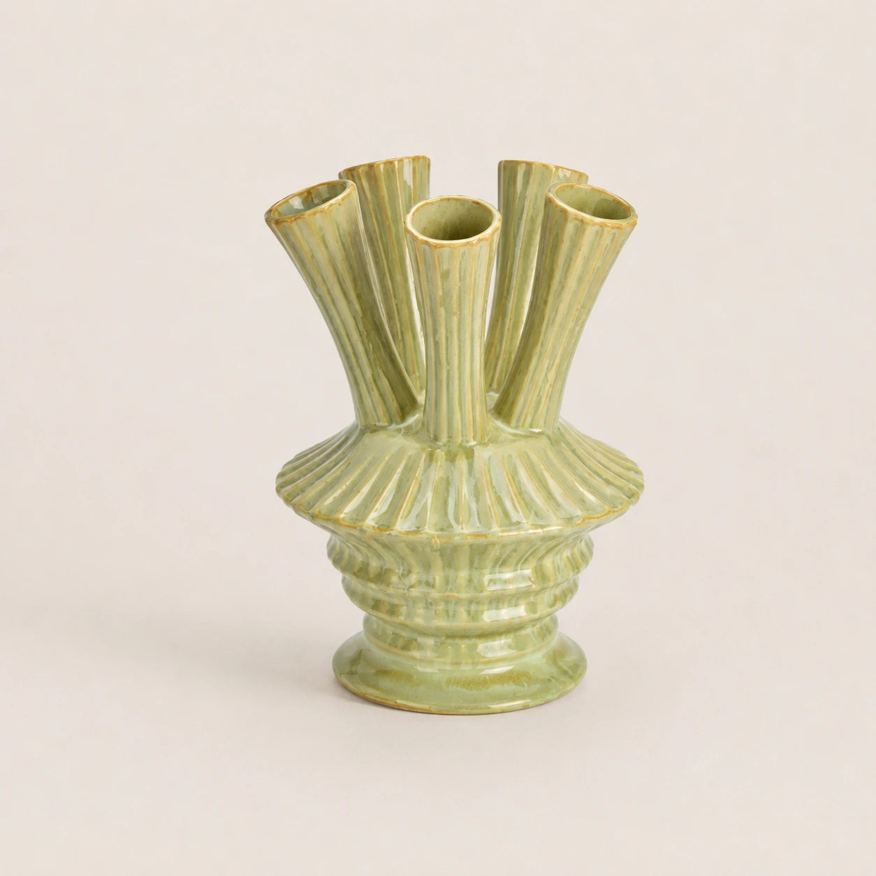 Seroise Sculptural Bloom Vase - Keramieken Design Vaas Crèmegroen