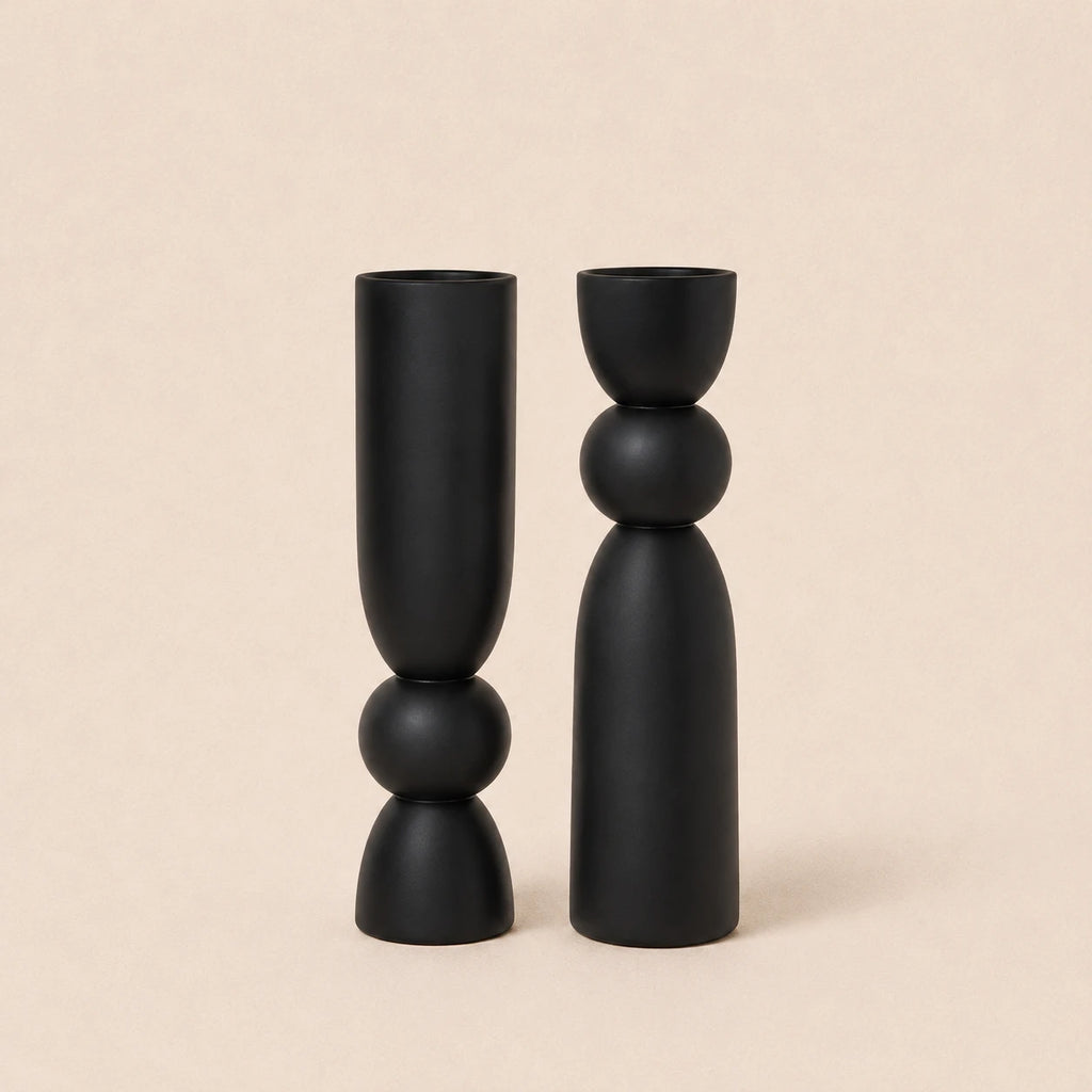 Seroise Black Vase - Glazen Design Vaas Glas H52